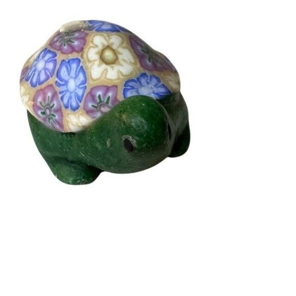 Wax Turtle Candle With Floral Design - Picture 3 of 4